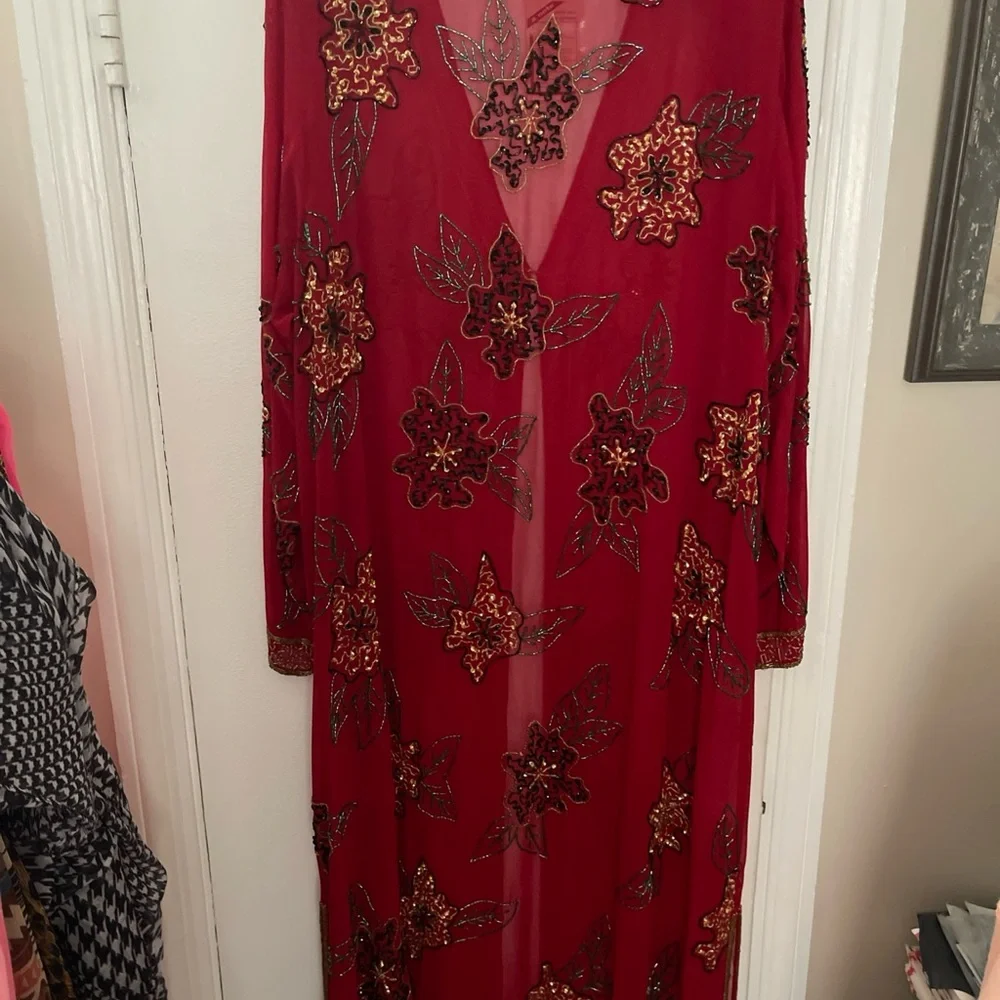 Midnight Velvet Red Embroidered Kimono Women’s 1X new with tags - Picture 7 of 7
